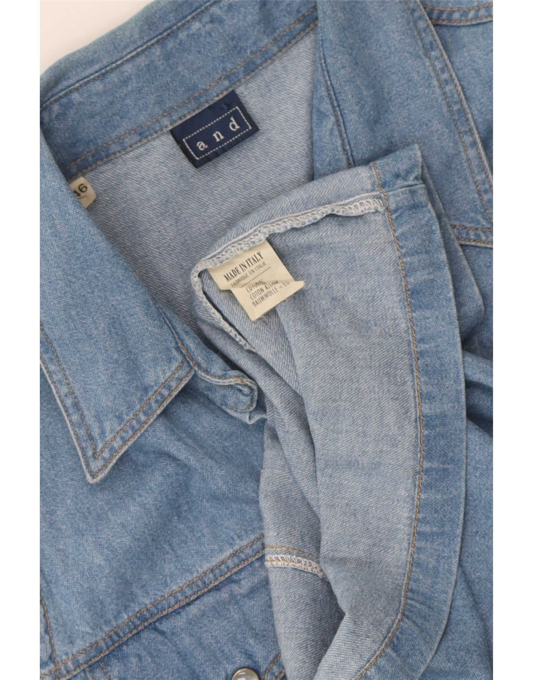 E Camicia Di Jeans Senza Maniche Da Donna IT 46 Large Blu Cotone