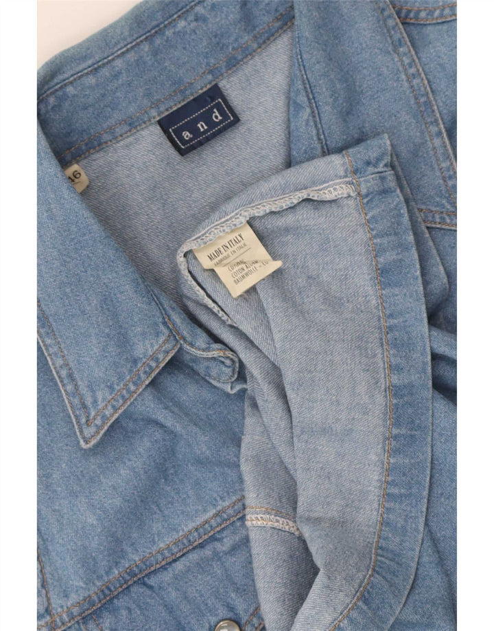 E Camicia Di Jeans Senza Maniche Da Donna IT 46 Large Blu Cotone