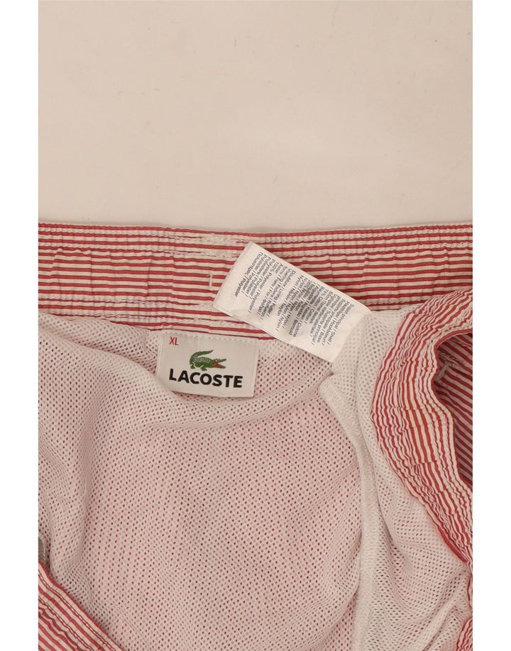 Pantaloncini da bagno da uomo LACOSTE XL rosso gessato in cotone