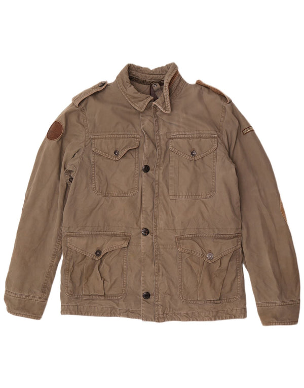 Giacca militare geografica da uomo Napapijri UK 40 grande cotone grigio