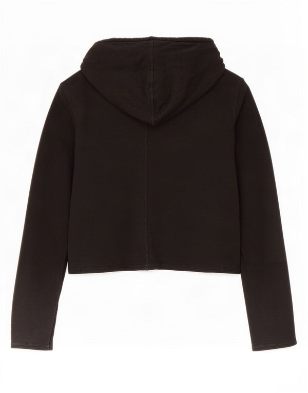 Maglione con cappuccio grafico da donna Calvin Klein Crop Graphic UK 10 piccolo cotone nero
