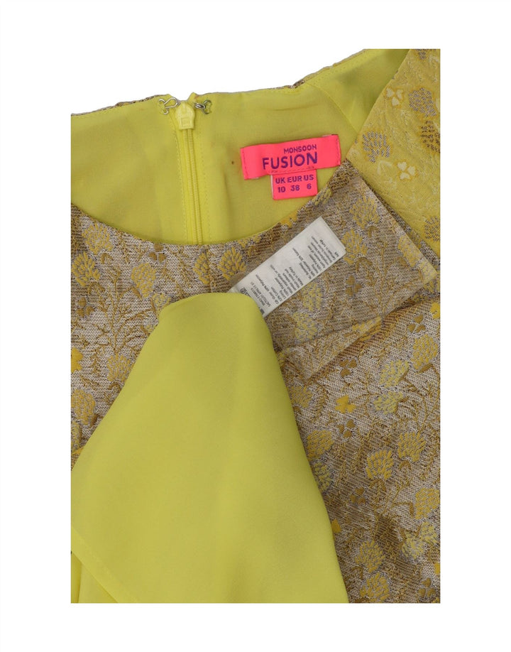 MONSOON Womens Sheath Dress UK 10 Small Yellow Floral Polyester Vintage Monsoon and Second-Hand Monsoon from Messina Hembry 
