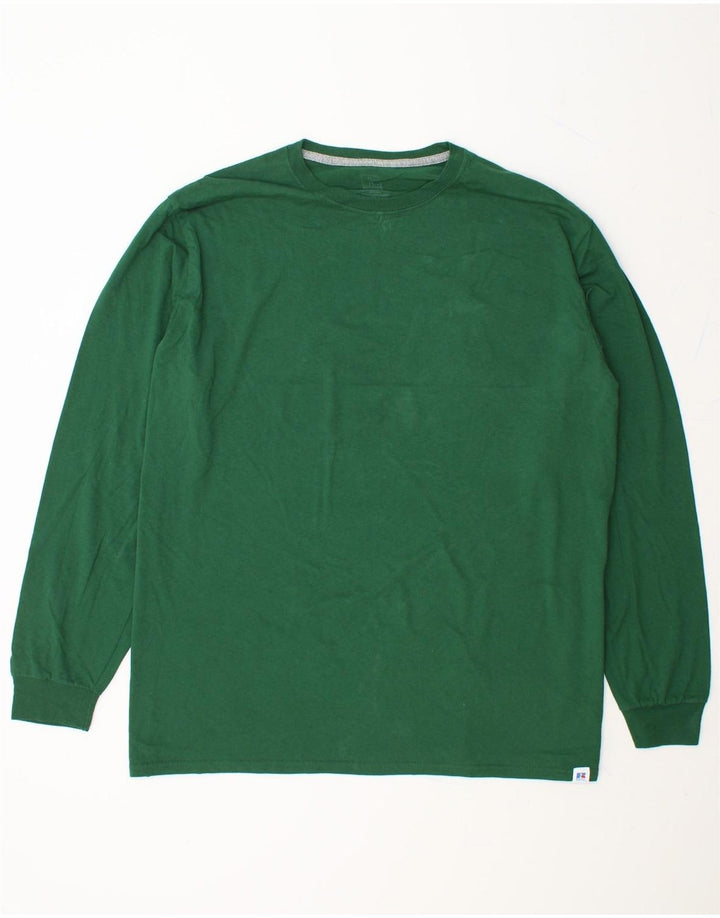 RUSSELL ATHLETIC Mens Top Long Sleeve 2XL Green Cotton Vintage Russell Athletic and Second-Hand Russell Athletic from Messina Hembry 