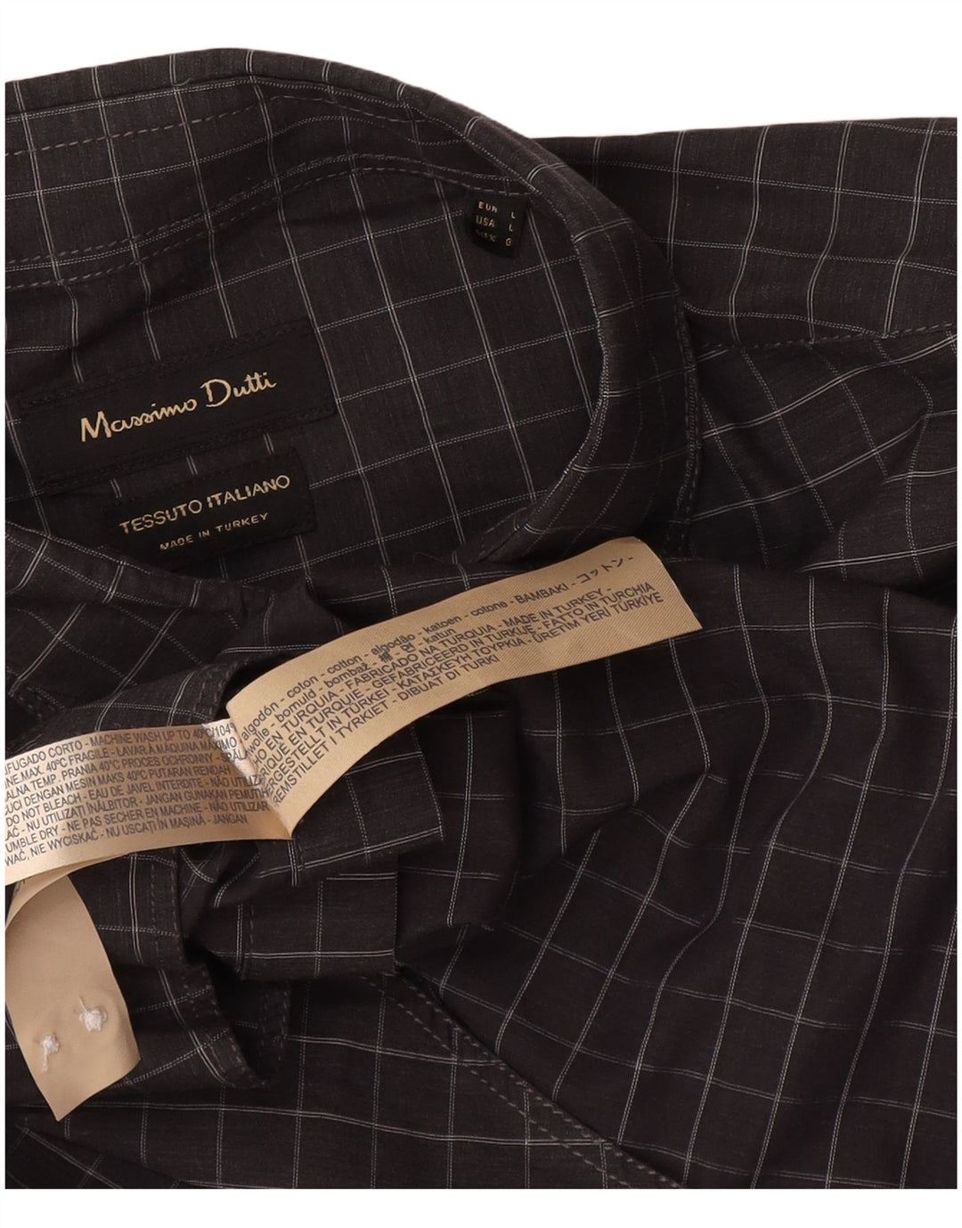 Camicia da uomo Massimo Dutti in cotone a quadri grigi grandi