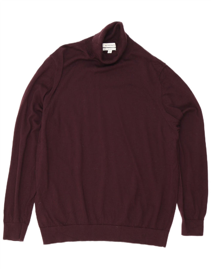 Maglione maglione collo alto autografo da uomo Marks & Spencer 3XL Borgogna
