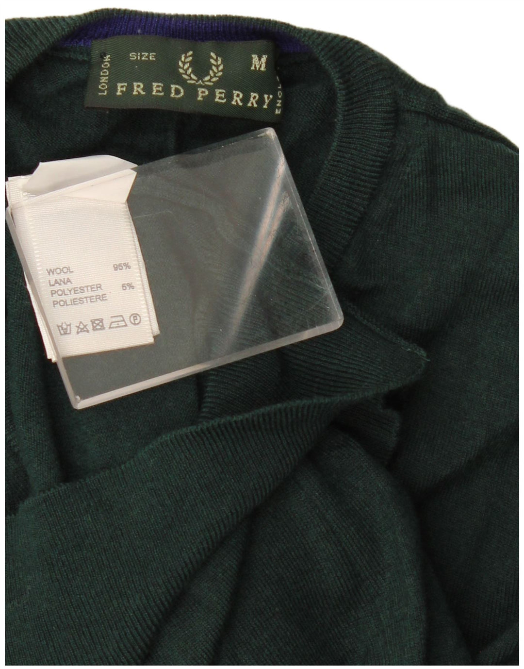 Maglione da uomo con scollo a V Fred Perry in lana verde medio