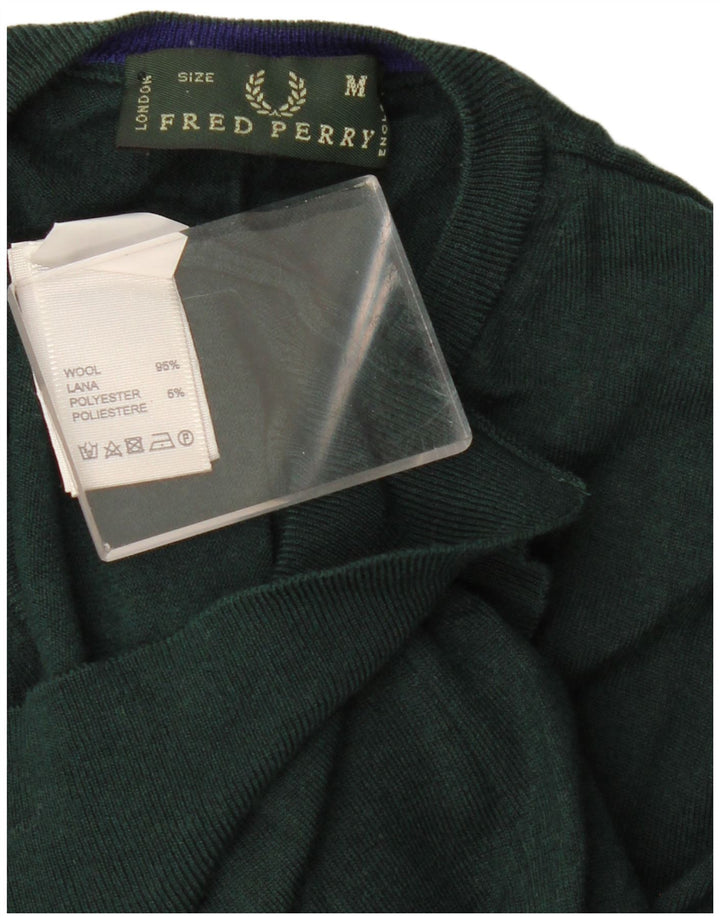 Maglione da uomo con scollo a V Fred Perry in lana verde medio