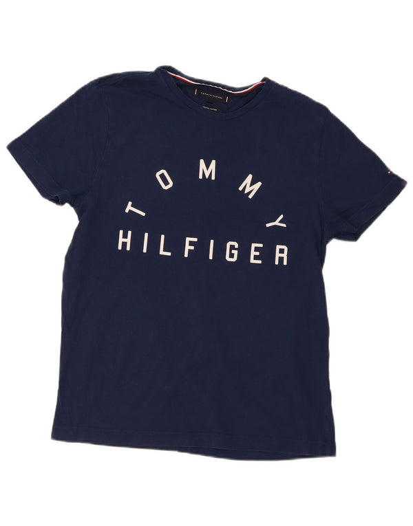 T-shirt grafica da donna Tommy Hilfiger Top UK 14 cotone blu navy medio