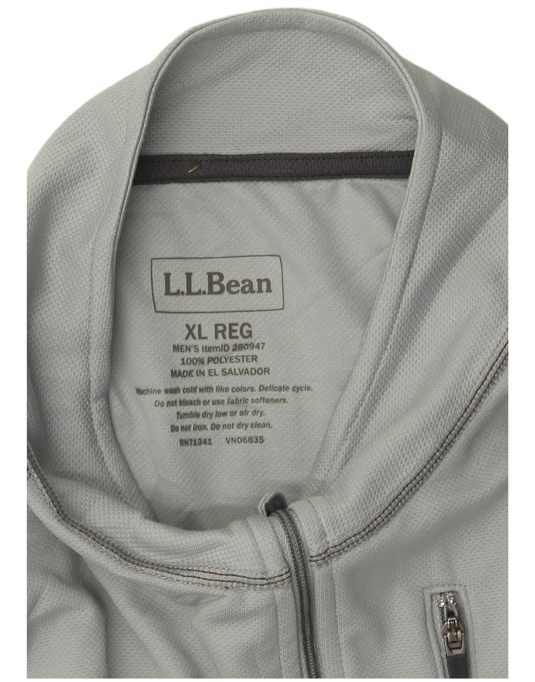 L.L.Bean Maglia da tuta da uomo con zip e collo in poliestere XL grigio a blocchi di colore