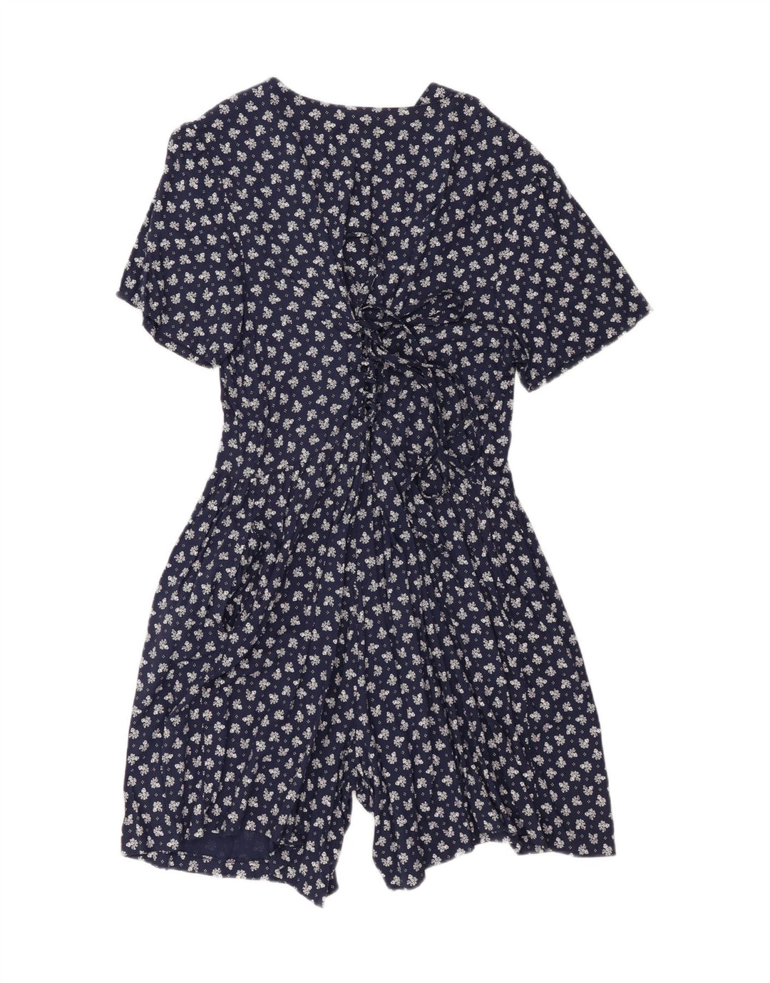 Tutina vintage da donna UK 20 2XL viscosa floreale blu navy