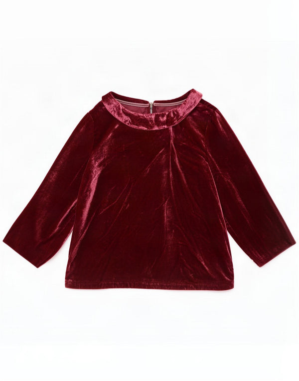 White Stuff Camicetta da donna in velluto con maniche a 3/4 UK 18 XL Viscosa bordeaux