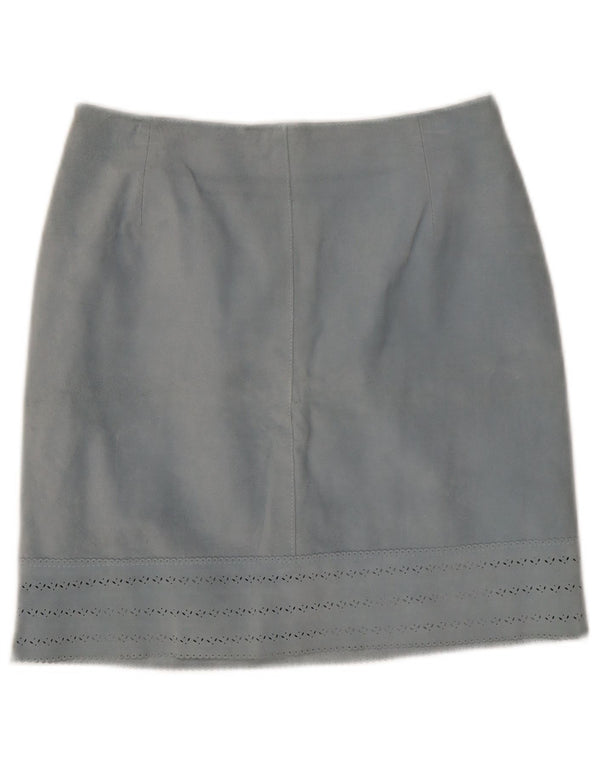 Gonna in pelle vintage da donna IT 42 media W27 in pelle blu