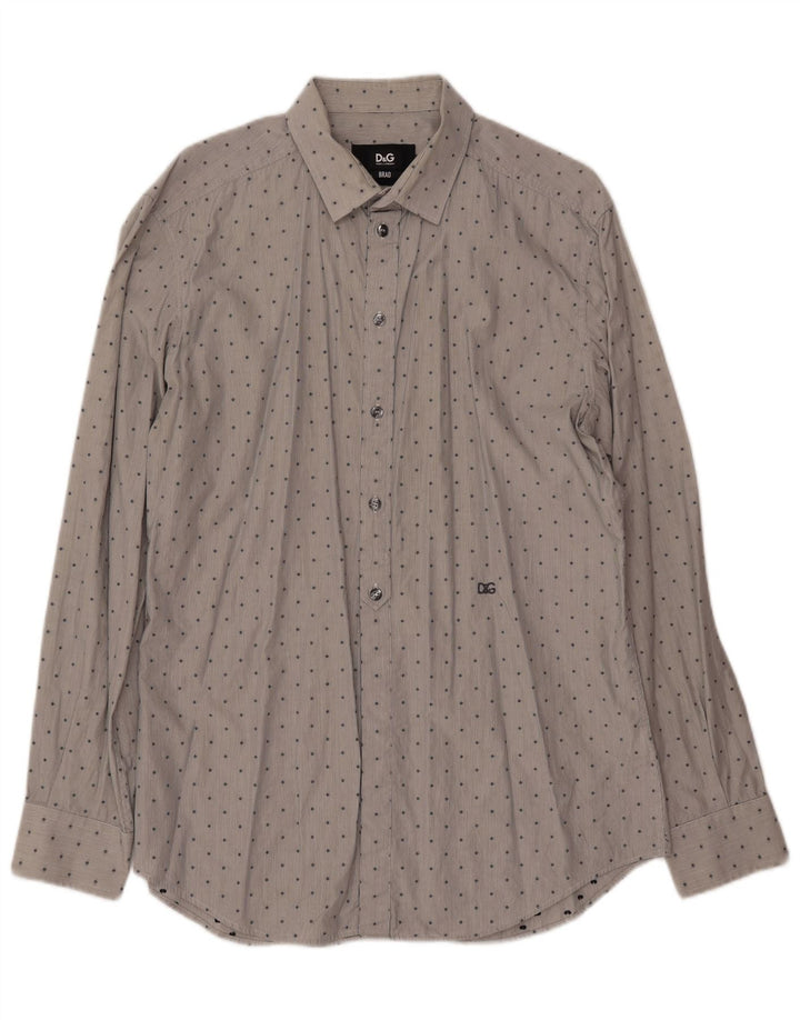 DOLCE & GABBANA Camicia BRAD da uomo in cotone maculato grigio medio