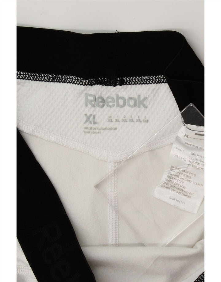 REEBOK Womens Leggings UK 18 XL  White Colourblock Polyester Vintage Reebok and Second-Hand Reebok from Messina Hembry 
