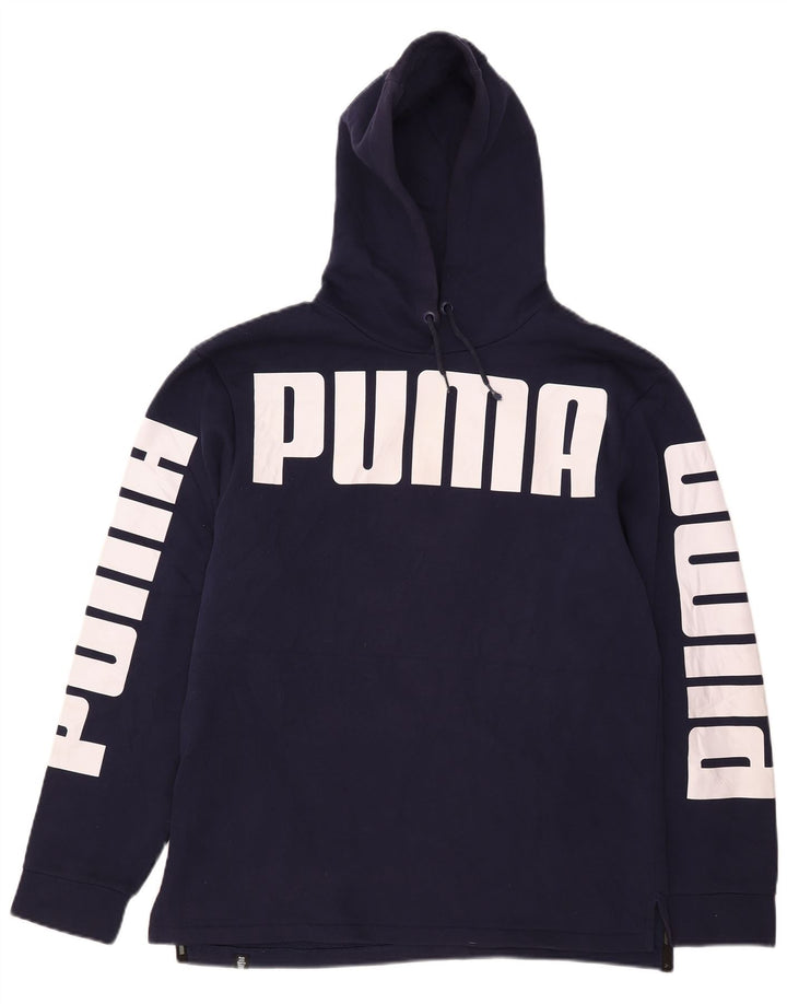 Felpa con cappuccio grafica da uomo Puma media cotone blu navy
