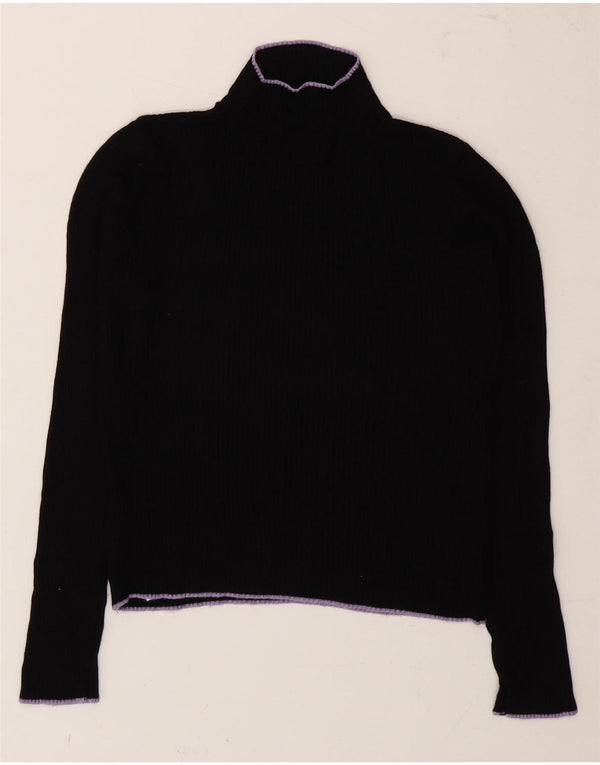 Topshop Maglione da donna corto con collo alto in viscosa UK 8 piccolo in viscosa nera