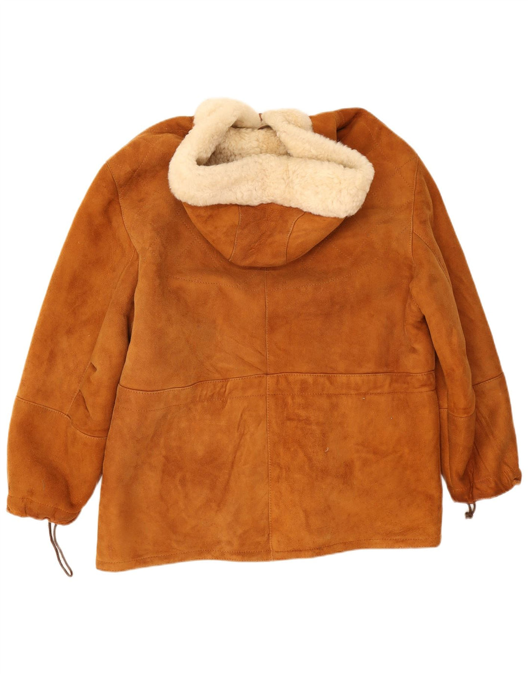 Giacca da uomo in pelle scamosciata Sherpa con cappuccio Marika UK 40 grande marrone