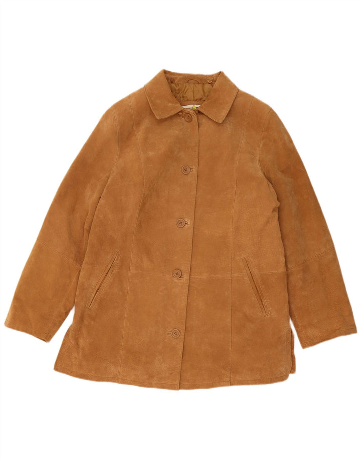 Giacca in pelle scamosciata da donna Marcel Clair UK 14 grande in pelle marrone