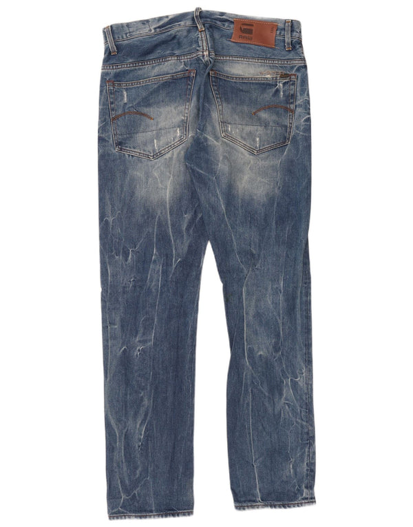 G-Star Womens Acid Wash Distressed Straight Jeans W34 L32 Blue Cotton