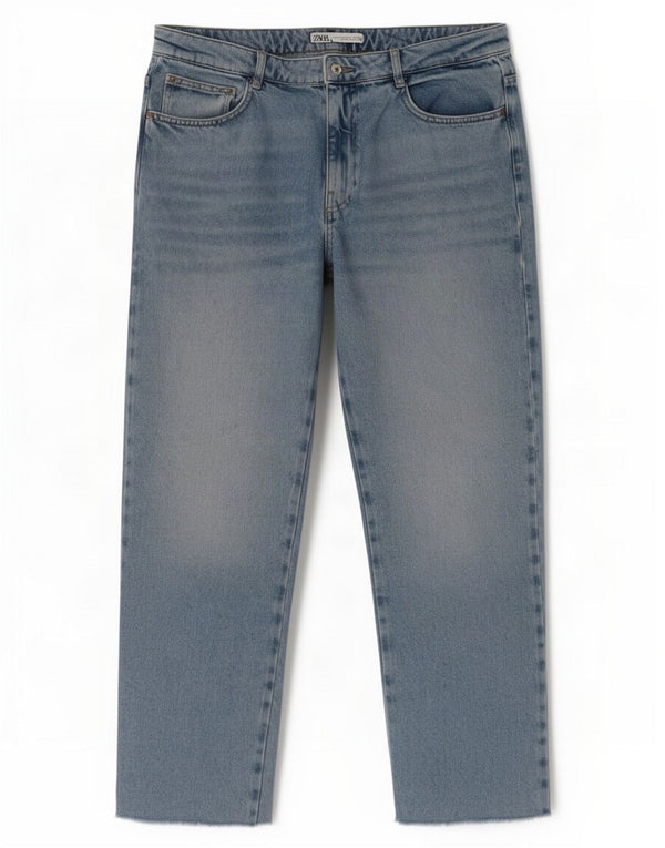 Jeans dritti da donna Zara EU 42 Large W32 L28 Cotone blu