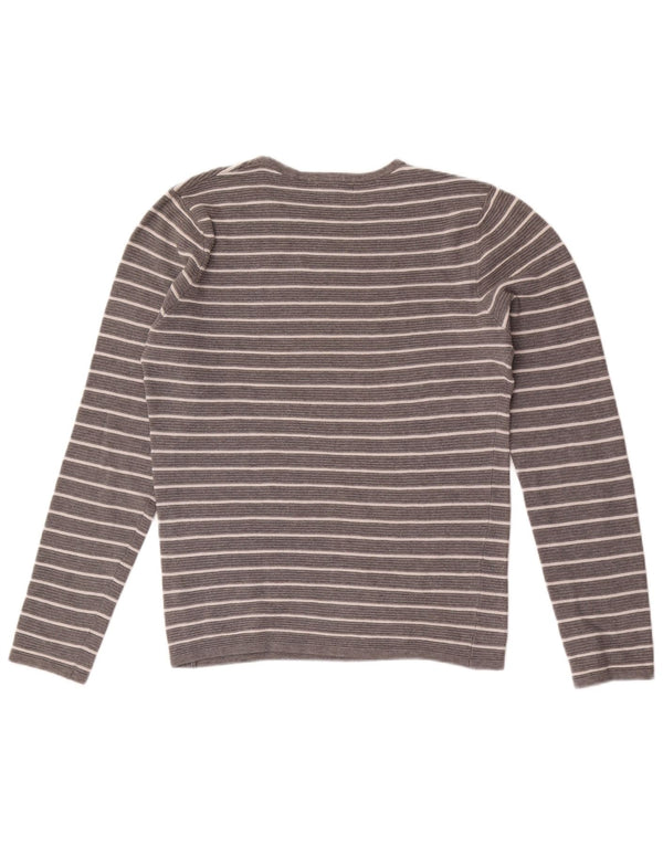 Top Zara da uomo a maniche lunghe in cotone a righe grigio medio