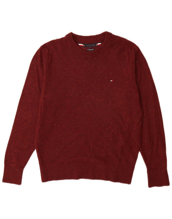 Maglione maglione girocollo da uomo Tommy Hilfiger grande lana bordeaux