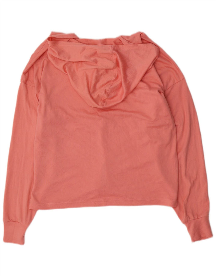 Top grafico con cappuccio da donna Hurley a maniche lunghe UK 14 Poliestere rosa medio