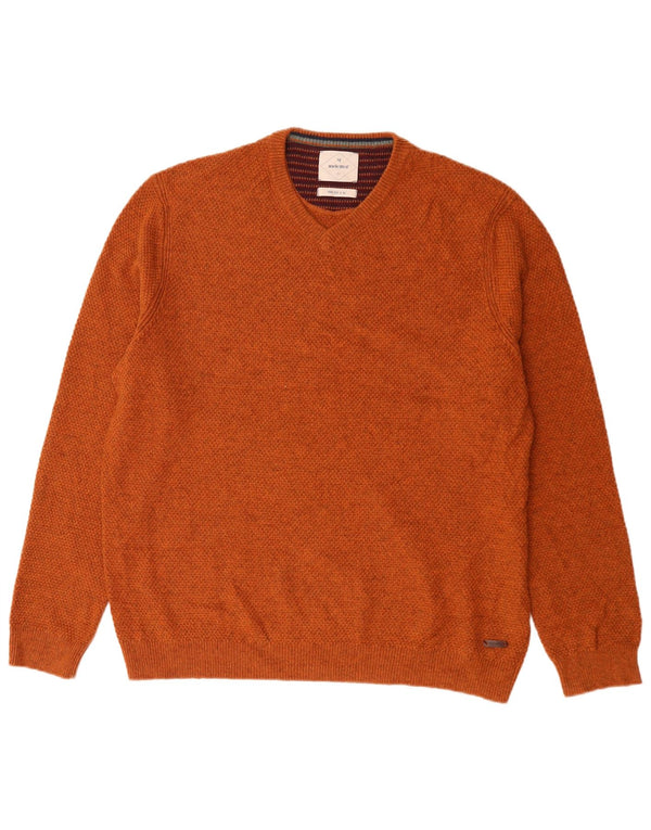 Maglione da uomo con scollo a V White Stuff XL in lana arancione