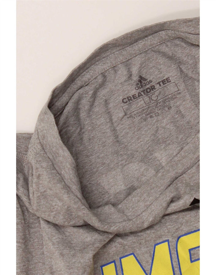 T-shirt grafica Adidas da uomo Limestone Saints Top grande in poliestere grigio