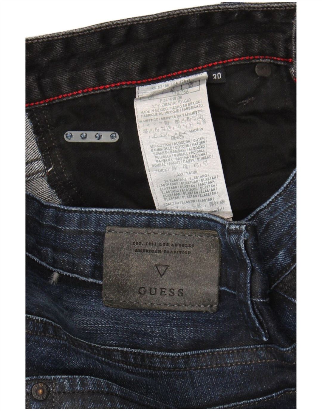 Jeans dritti da uomo Guess W30 L32 in cotone blu navy