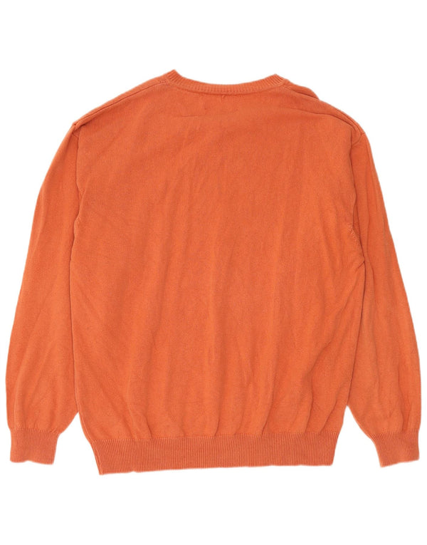 Marlboro Classics Mens V-Neck Jumper Sweater XL Orange Cotton
