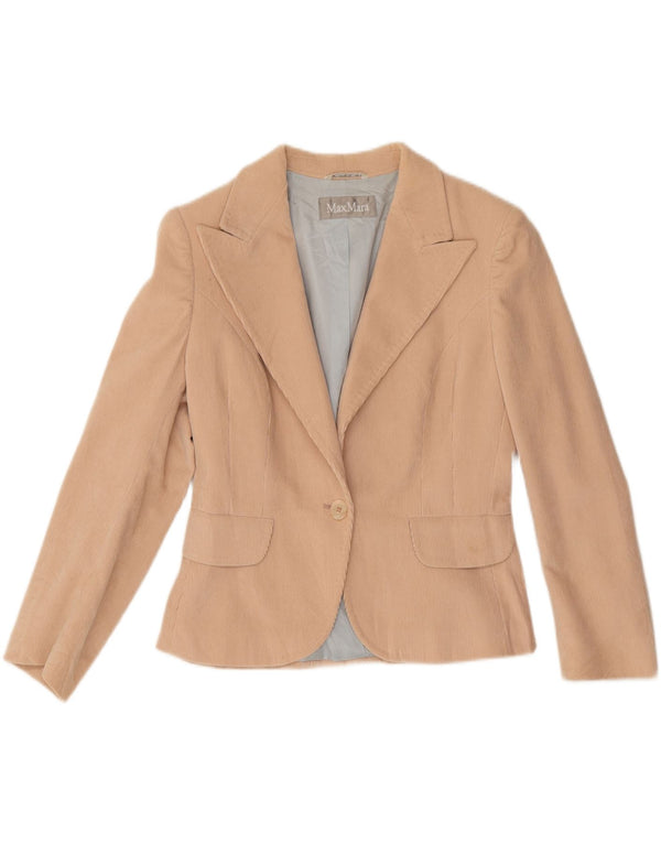 Giacca blazer da donna in velluto a coste a 1 bottone Max Mara UK 12 Cotone beige medio