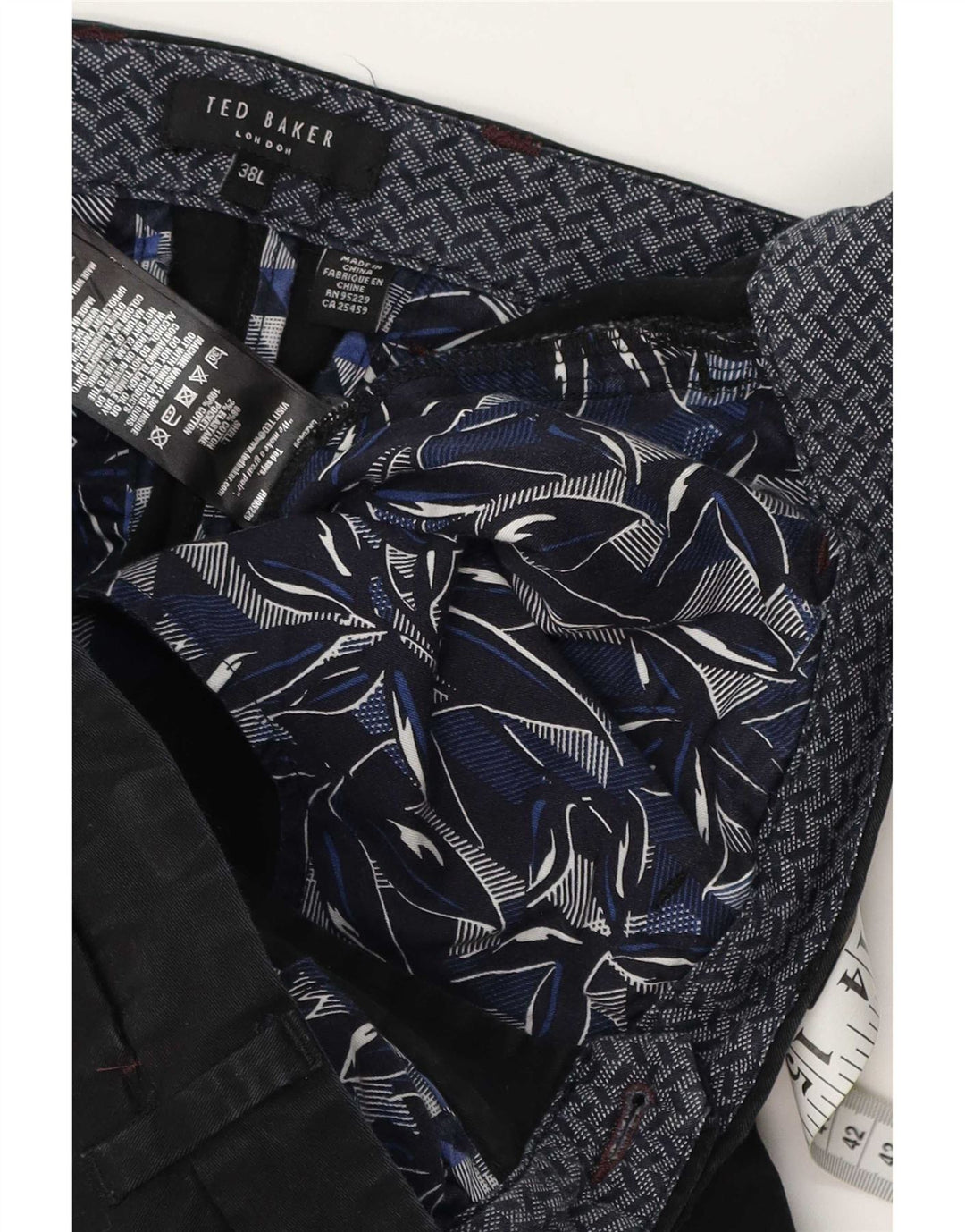 Pantaloni da abito slim da uomo Ted Baker W38 L34 cotone nero