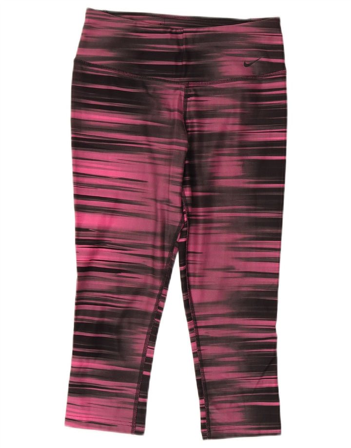 Leggings Nike Dri Fit Capri da donna UK 8/10 Piccolo poliestere a righe rosa