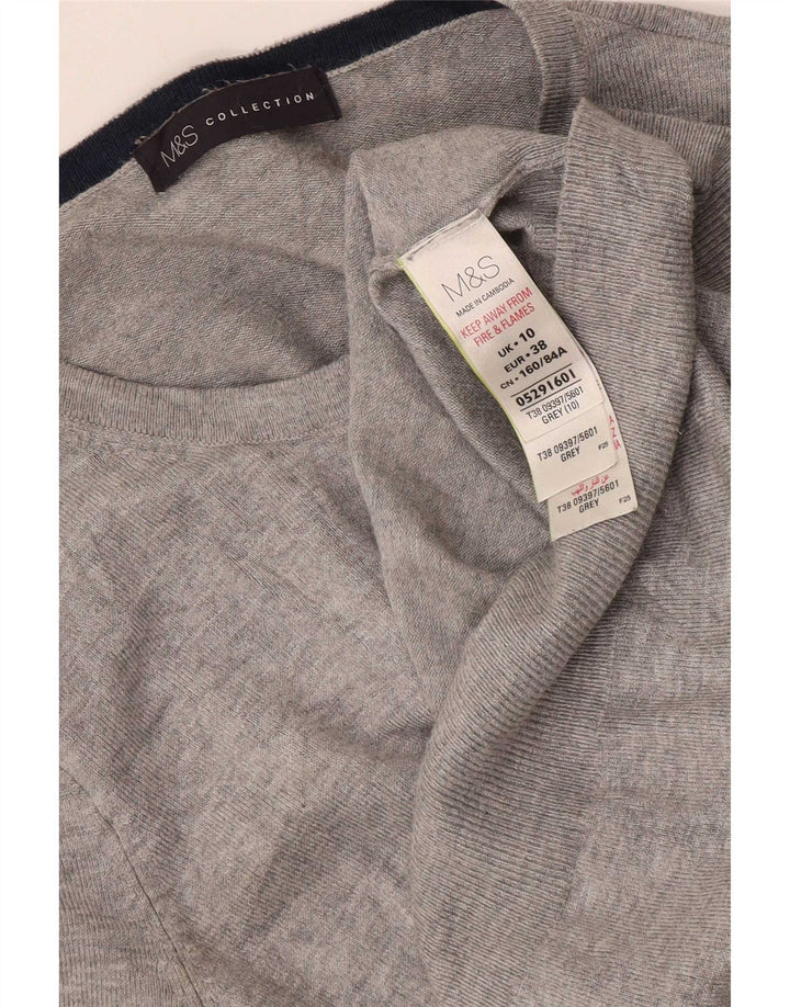 Maglione cardigan da donna Marks & Spencer UK 10 piccolo viscosa grigia