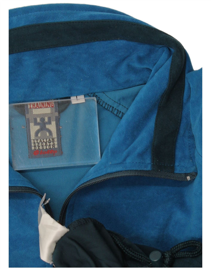 Giacca da tuta da uomo in velluto Lotto Large Blue Colourblock