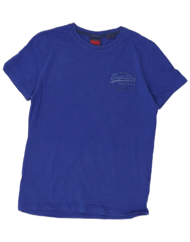 T-shirt da uomo Superdry Top in cotone blu medio