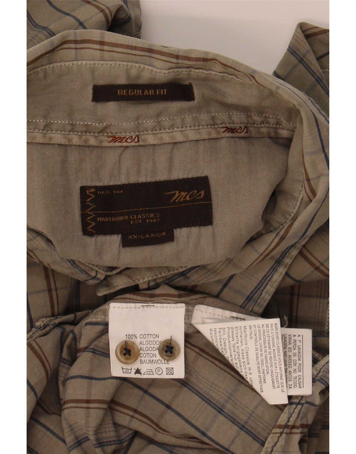 Camicia Marlboro Classics da uomo vestibilità regolare 2XL cotone a quadri kaki