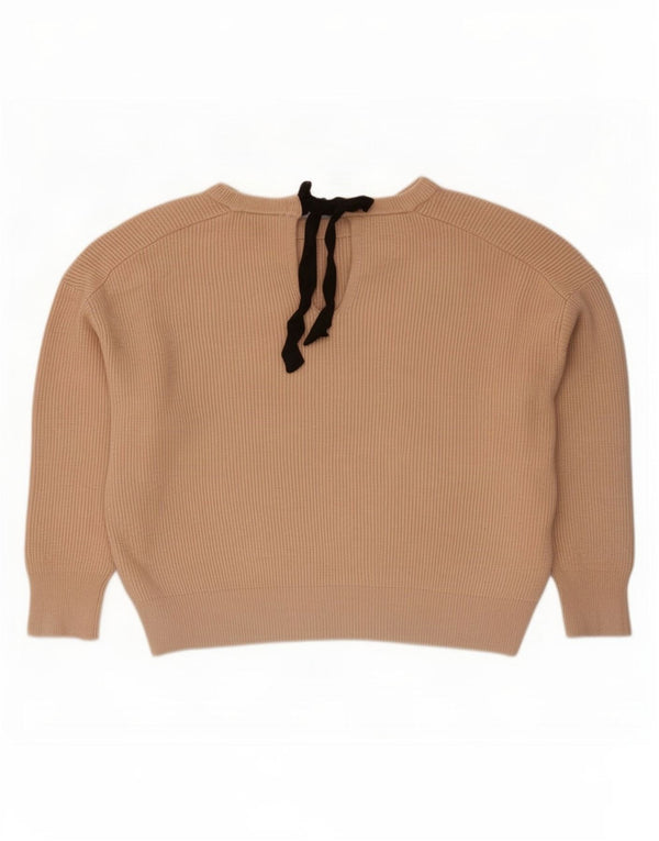 Maglione corto con scollo a barca oversize da donna Zara UK 16 grande Beige