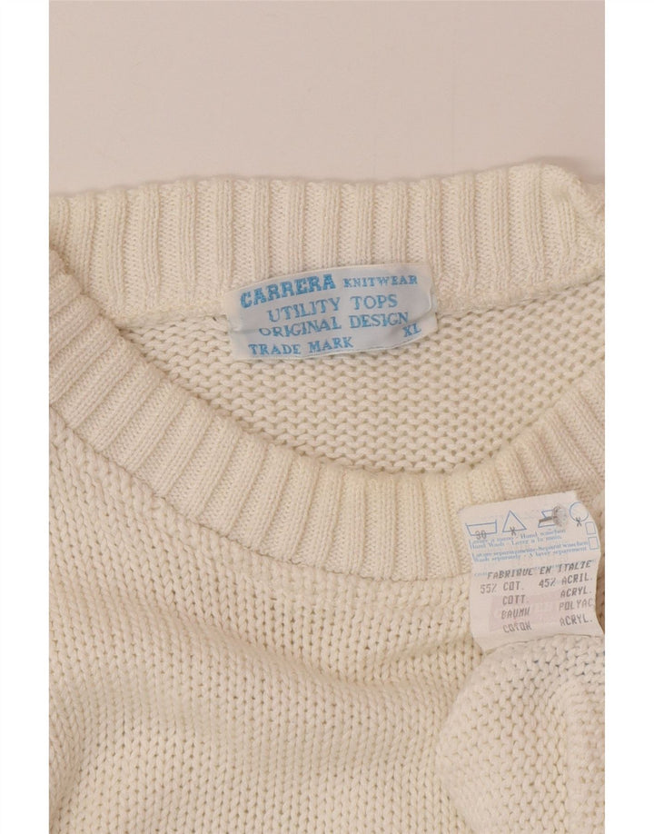 Maglione maglione girocollo da uomo Carrera XL in cotone bianco