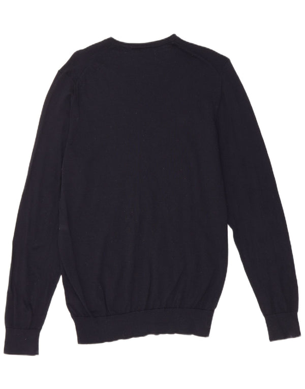 Maglione da uomo con scollo a V Marks & Spencer medio in lana merino blu navy