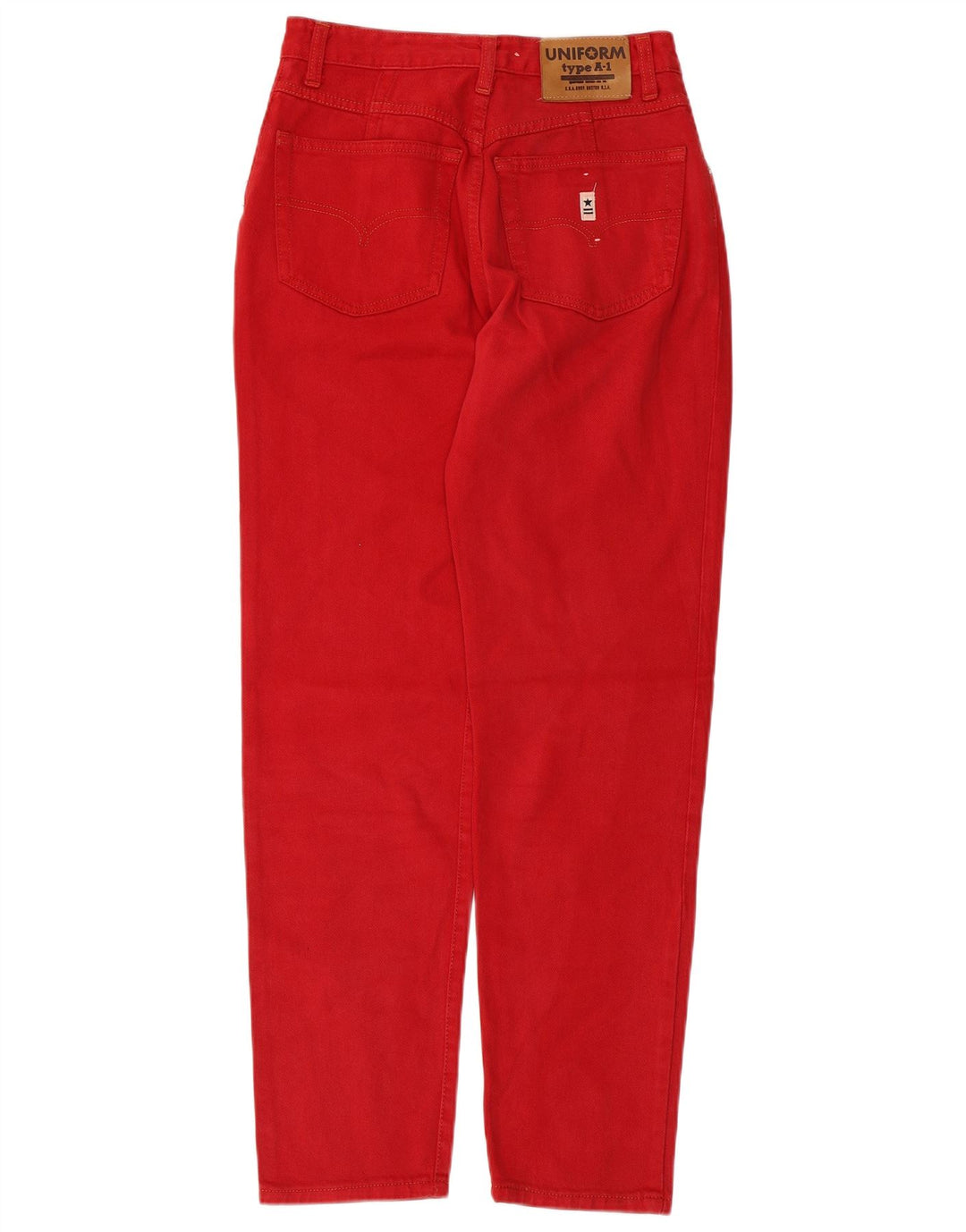 Jeans da donna a vita alta uniformi W30 L29 cotone rosso