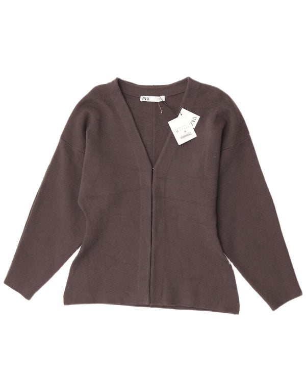 Maglione cardigan da donna Zara UK 12 Viscosa grigio medio