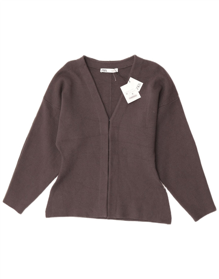 Maglione cardigan da donna Zara UK 12 Viscosa grigio medio