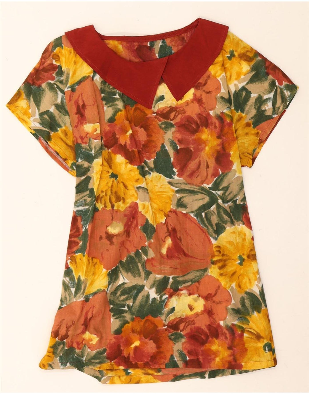 Abito vintage da donna a trapezio UK 14 medio floreale multicolore