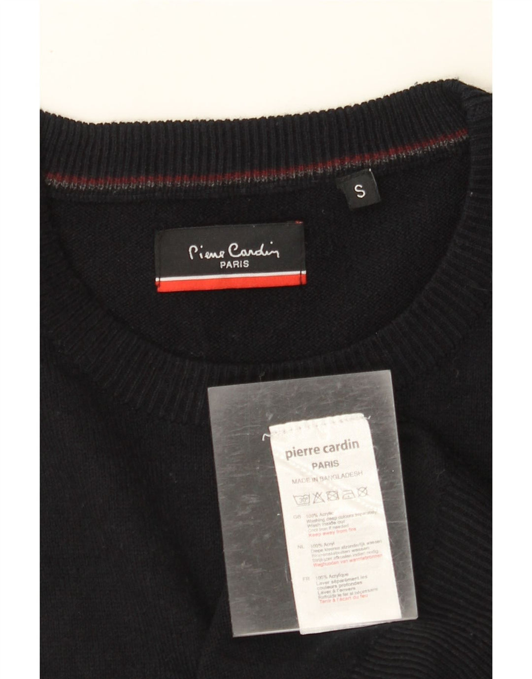 PIERRE CARDIN Maglione maglione girocollo da uomo piccolo acrilico nero