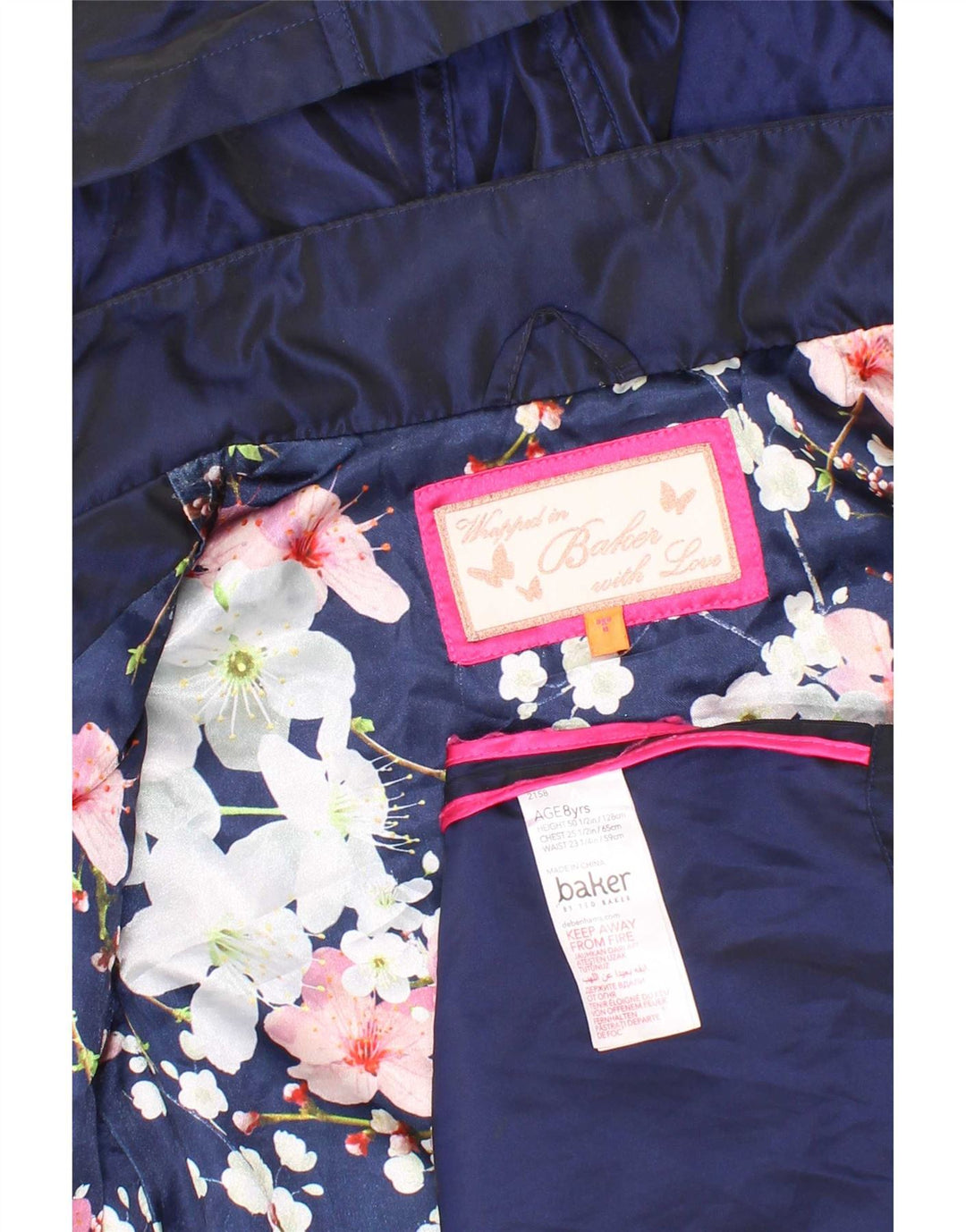 Impermeabile con cappuccio per ragazze Ted Baker 7-8 anni blu navy