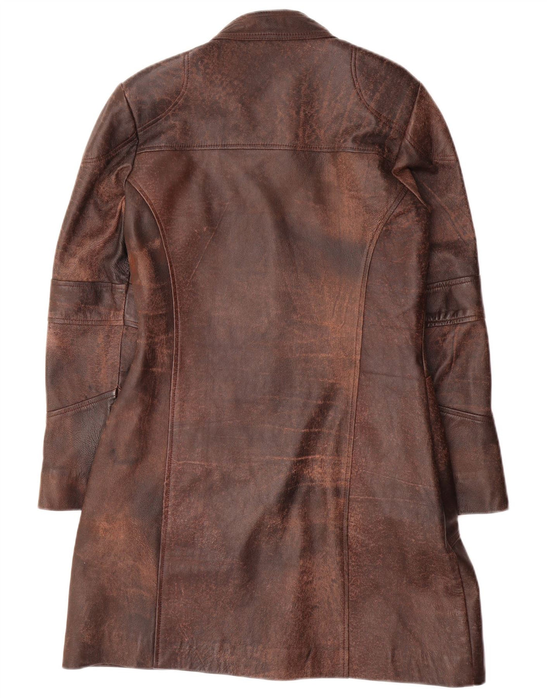 Cappotto in pelle vintage da donna UK 14 in pelle marrone medio