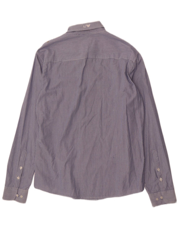 Camicia aderente da uomo Armani Jeans 2XL cotone gessato blu