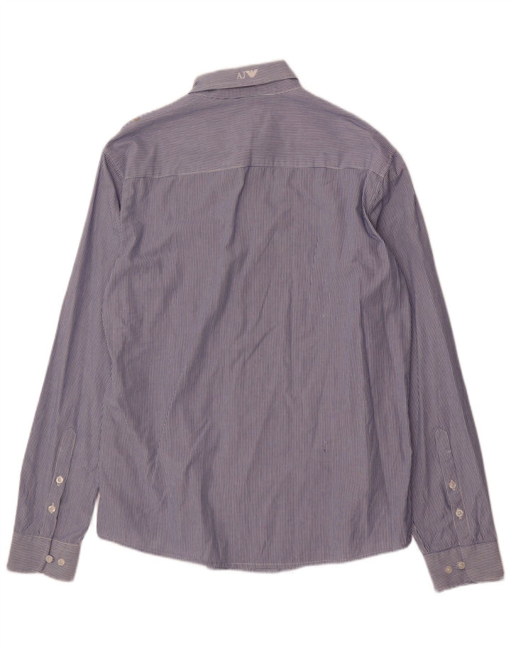 Camicia aderente da uomo Armani Jeans 2XL cotone gessato blu